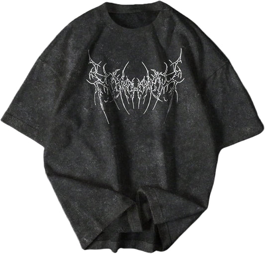 Men's Y2k Gothic Graphic Tees Short Sleeve Crew Neck Vintage T Shirt Summer Tops Streetwear