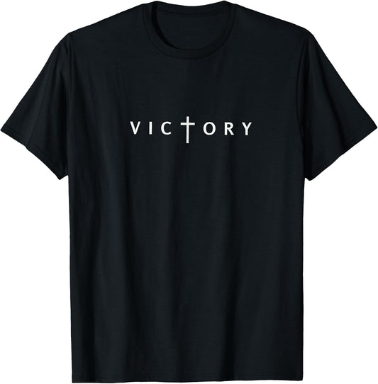 Victory Cross Subtle Christian Minimalist Religious Faith T-Shirt