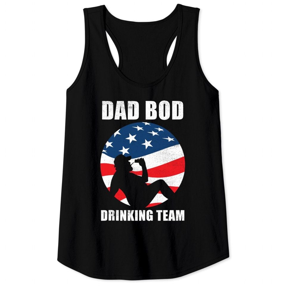 Mens Dad Bod Drinking Team American US Flag Tank Top