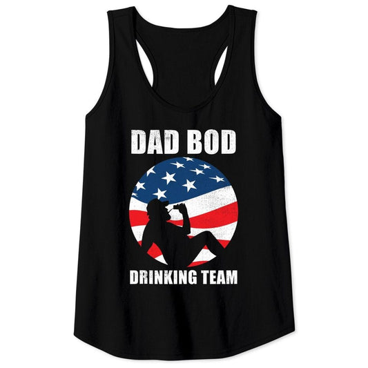Mens Dad Bod Drinking Team American US Flag Tank Top