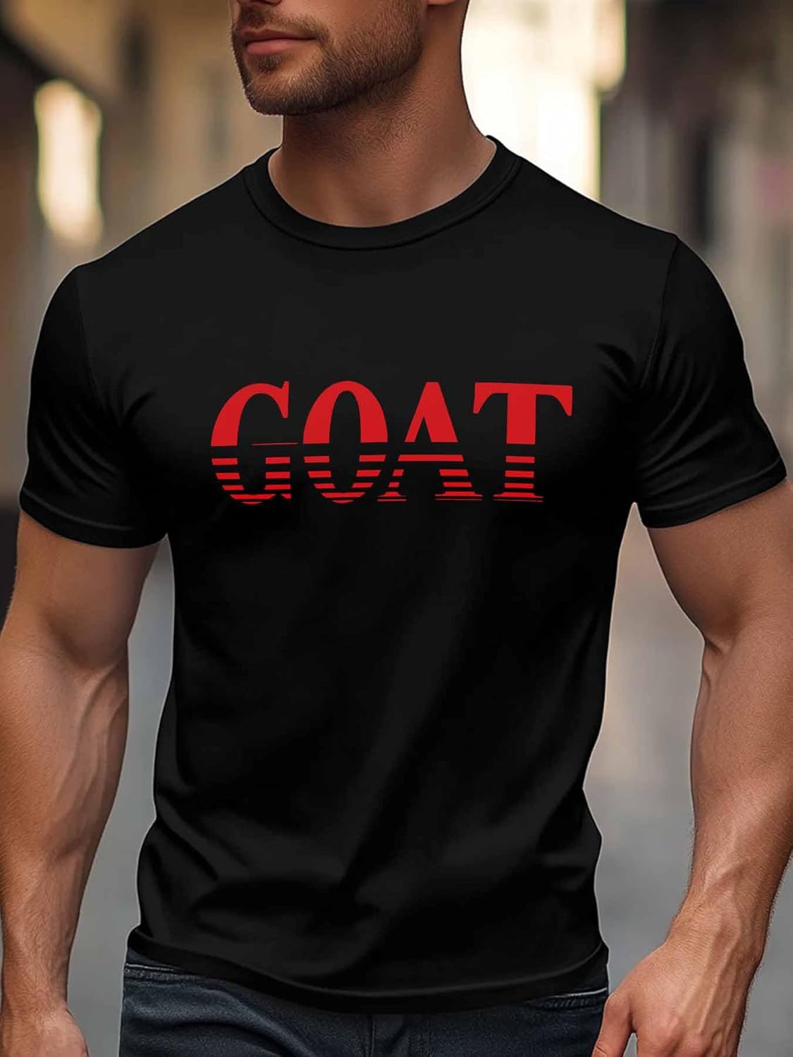 Men's T-Shirt,Short Sleeve Tee Shirt Casual Tops Goat Minimalist Letter Crew Neck T Shirts for Men