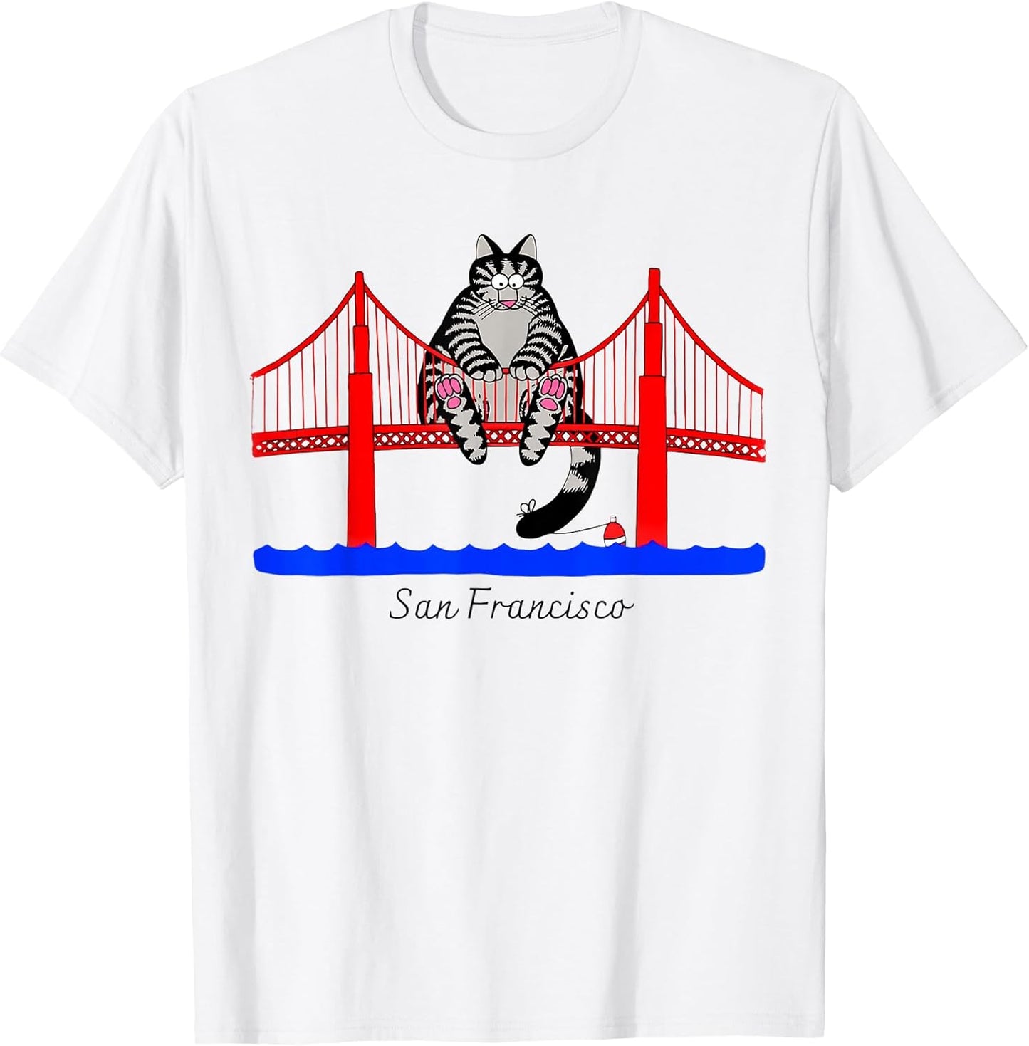 San Francisco Cat Golden Gate Bridge Book Lover Vintage T-Shirt