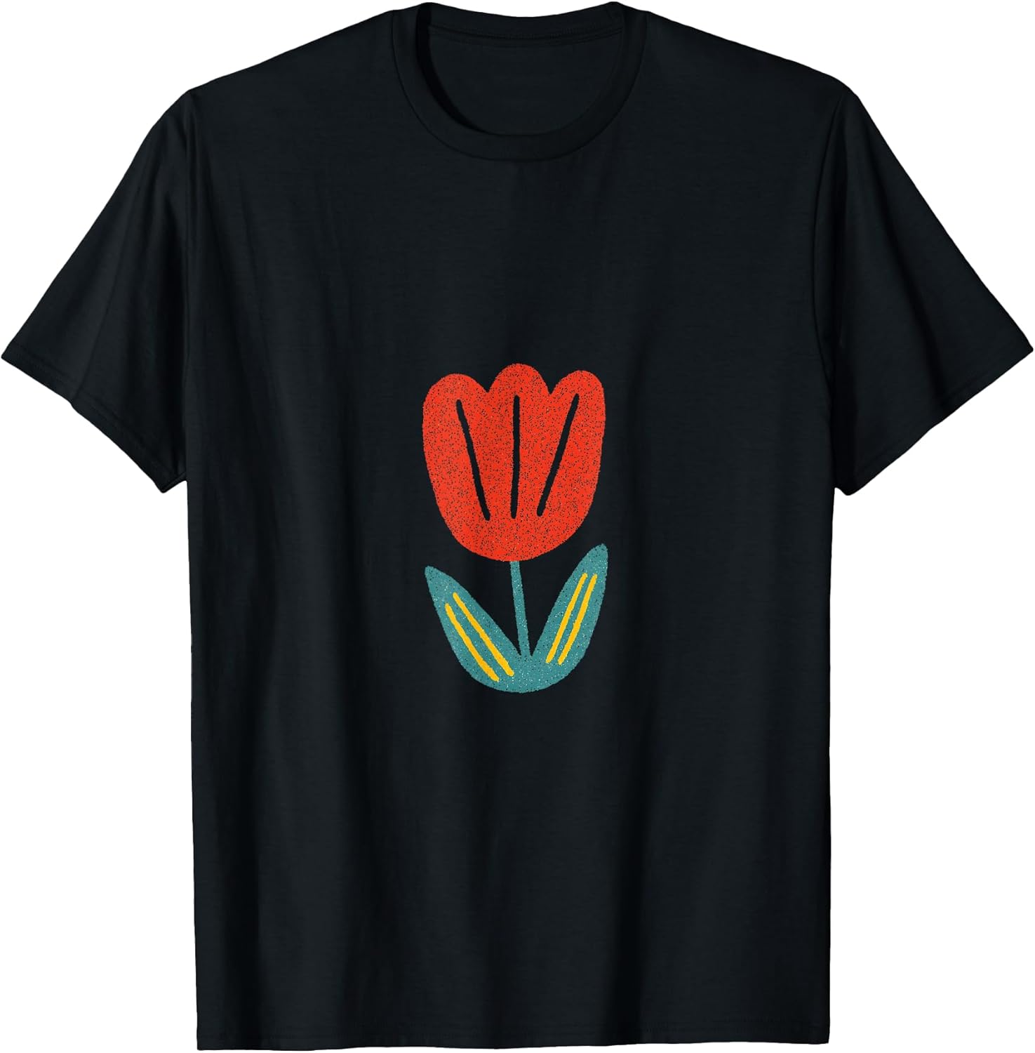 Retro Tulip Flower Folk Art Design T-Shirt