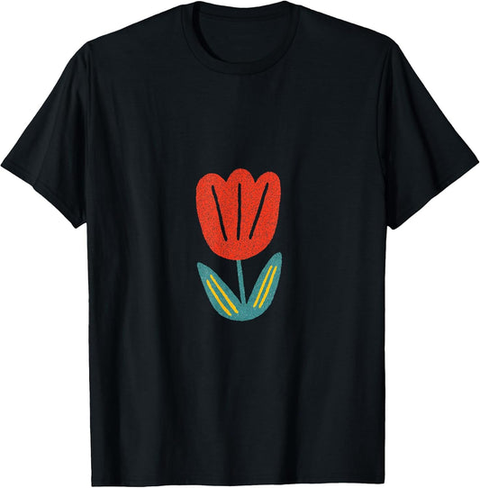 Retro Tulip Flower Folk Art Design T-Shirt