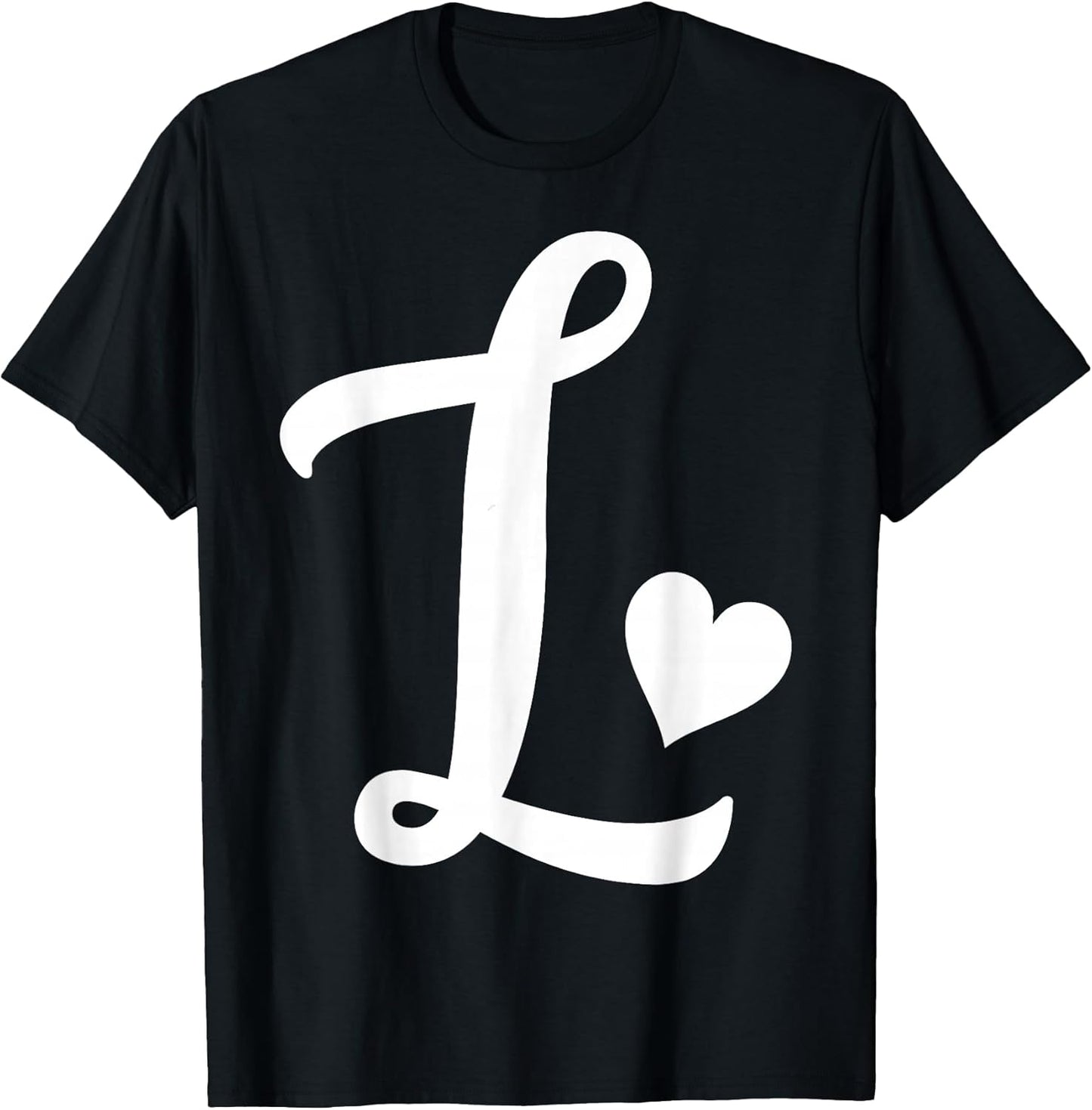 white letter L monogram initial minimalist heart graphic T-Shirt