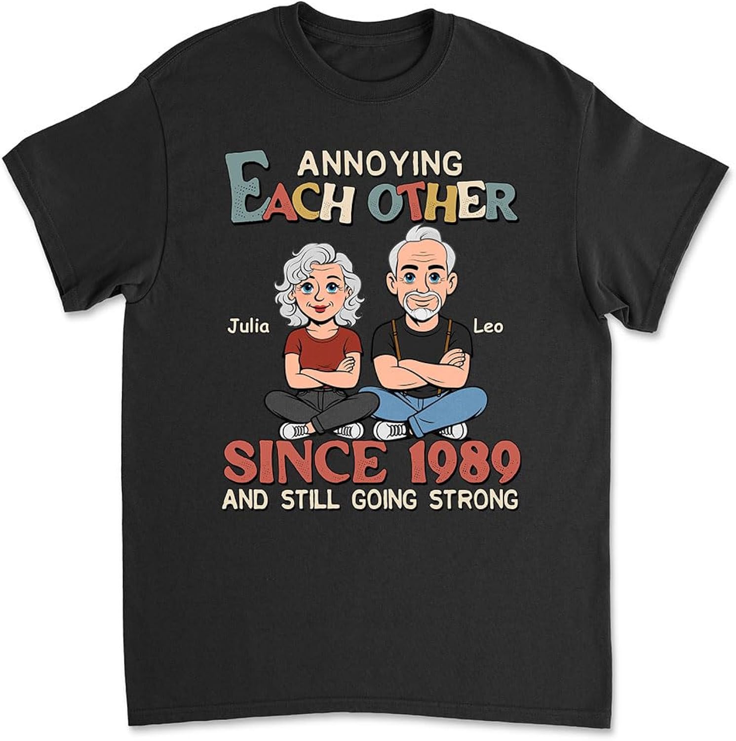 Funny Tee for Wife Husband Annoying Each Other Since - Couple T-Shirt Personalized Cotton Shirt for Spouses
