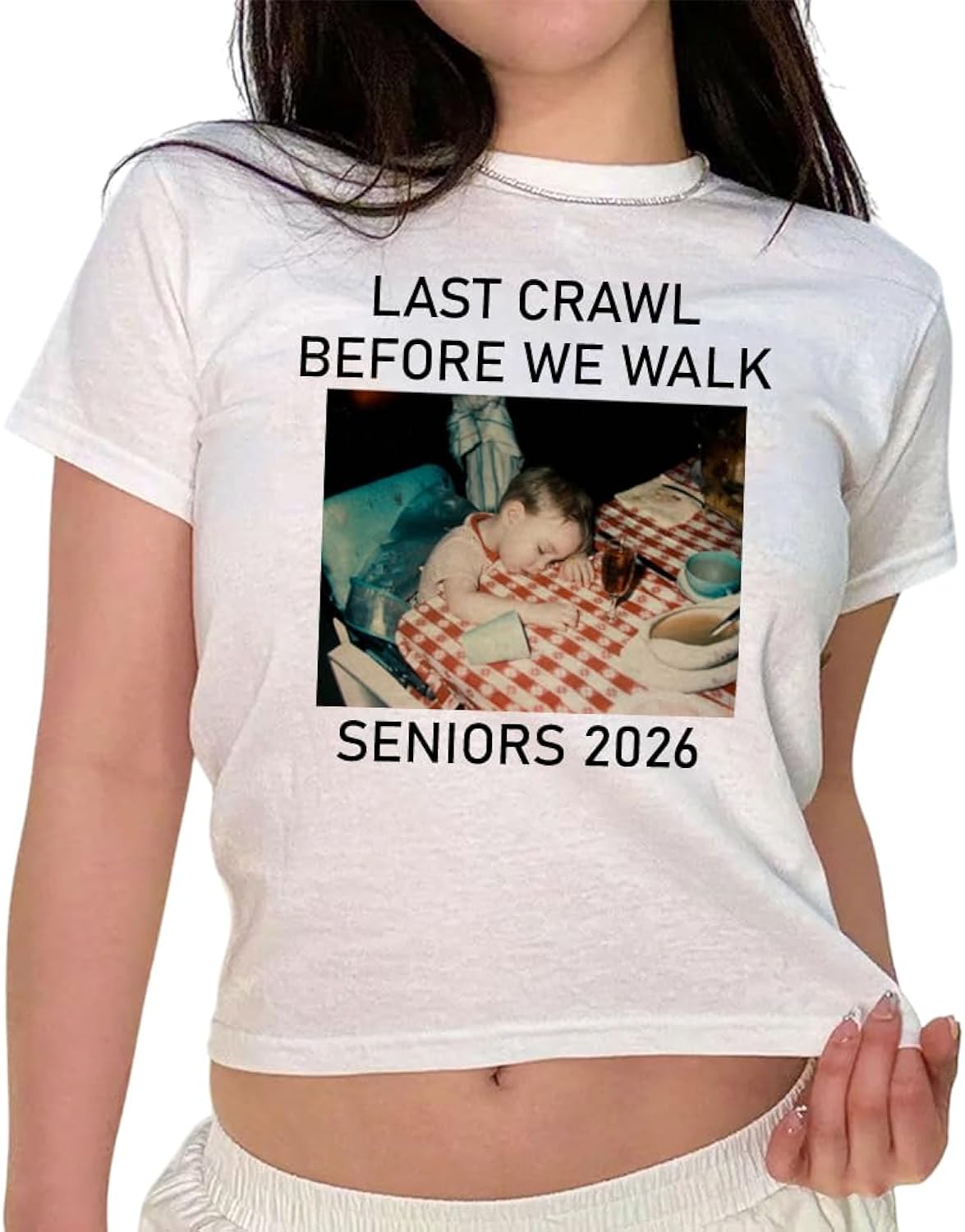 Personalized Last Crawl Before We Walk Graduate Baby Tee, Custom Baby Tee, Crawl Before We Walk Grad Shirt, Custom Graduation 2026 Shirts, Photo Senior Shirt, Senior Graduate Gift Multi