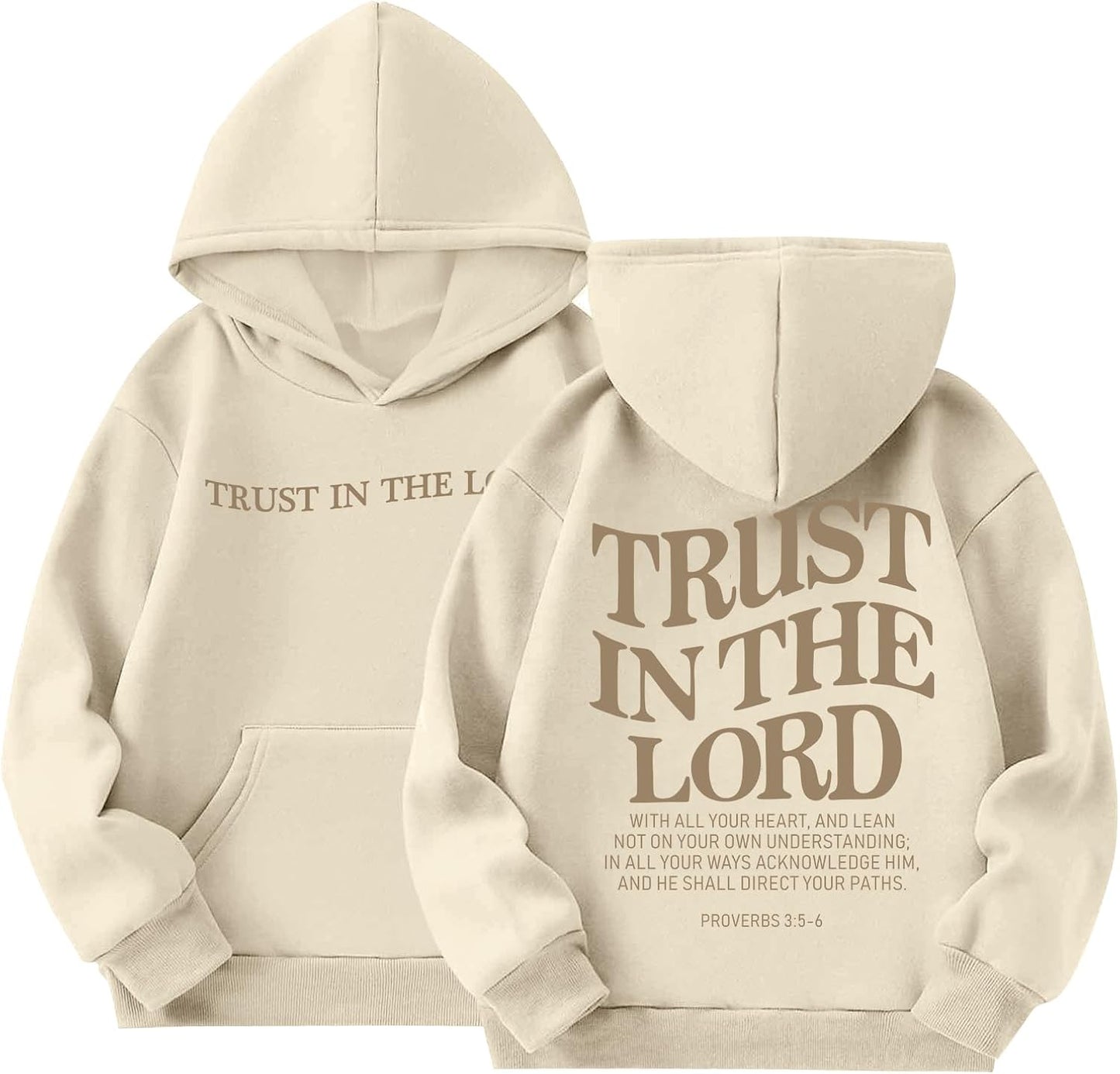 Trust In The Lord Graphic Hoodie For Girls Christian Jesus Hoodie Kids Faith Hooded Sweatshirt Preppy Pullover Tops