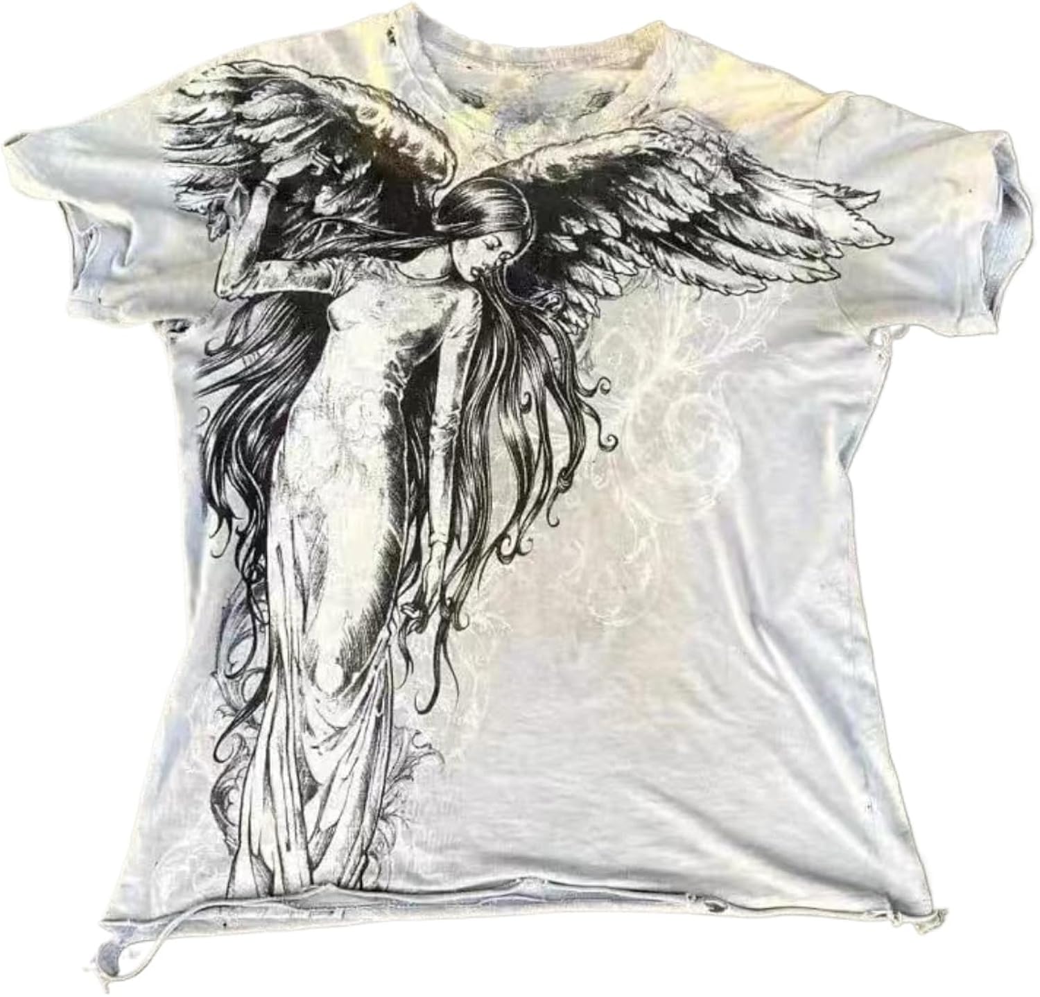 2000s Clothing Women Grunge Shirts Goth Tops Short Sleeve Vintage Tees Emo Clothes Streetwear
