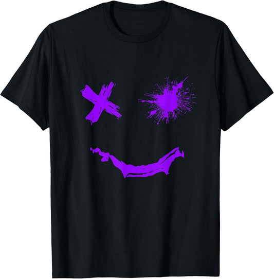 Purple Grunge Smile Purple Color Graphic T-Shirt