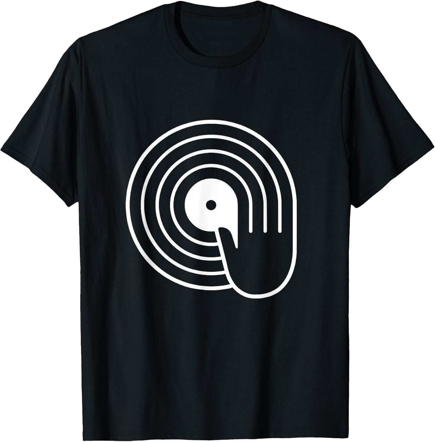 Spin Hand Vinyl Record DJ Graphic Minimalist T-Shirt