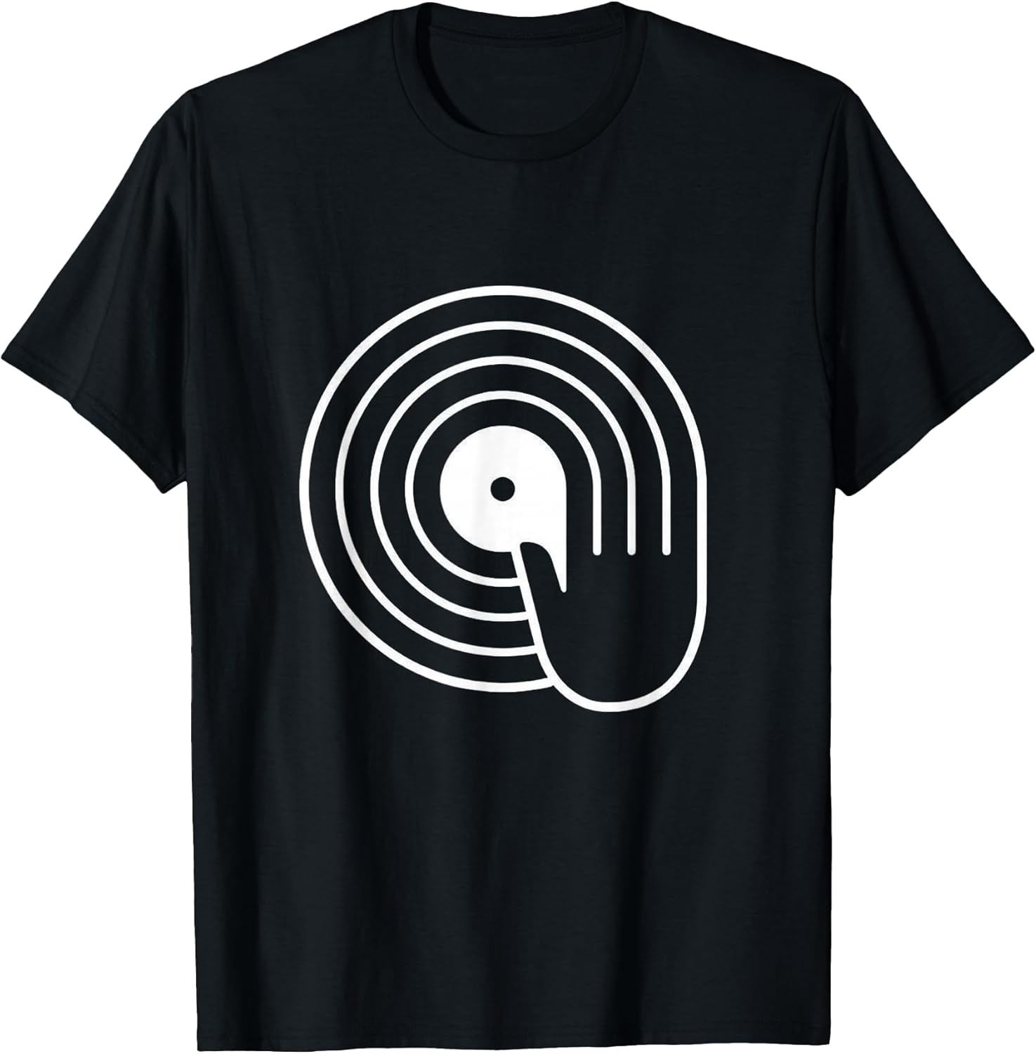 Spin Hand Vinyl Record DJ Graphic Minimalist T-Shirt