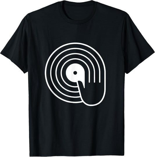 Spin Hand Vinyl Record DJ Graphic Minimalist T-Shirt