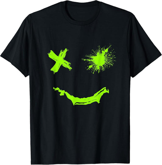 Green Grunge Smile Green Color Graphic T-Shirt