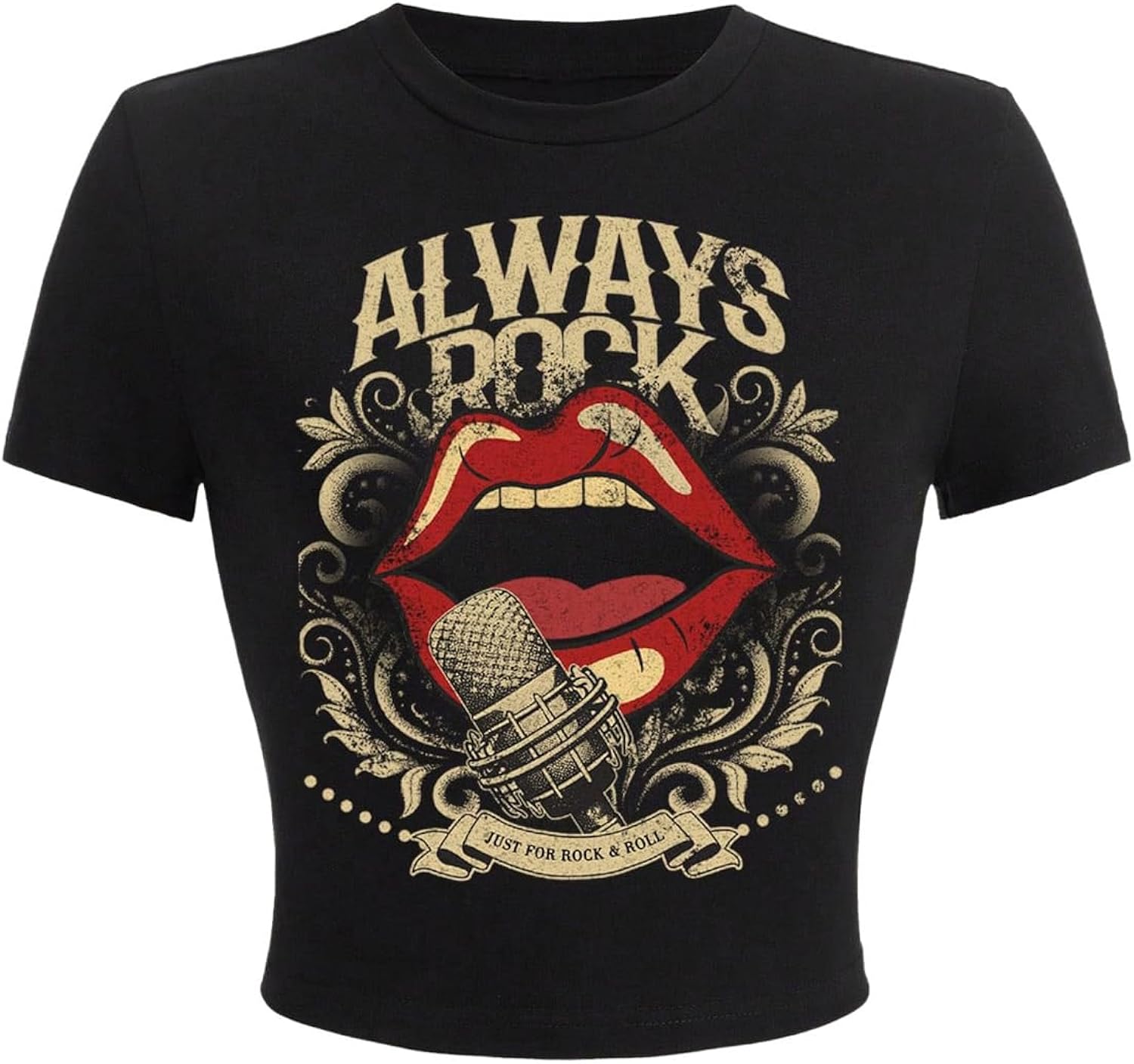 Women's Short Sleeve Crop Tops Y2k Funny Graphic Crew Neck Tees Streetwear T-Shirts