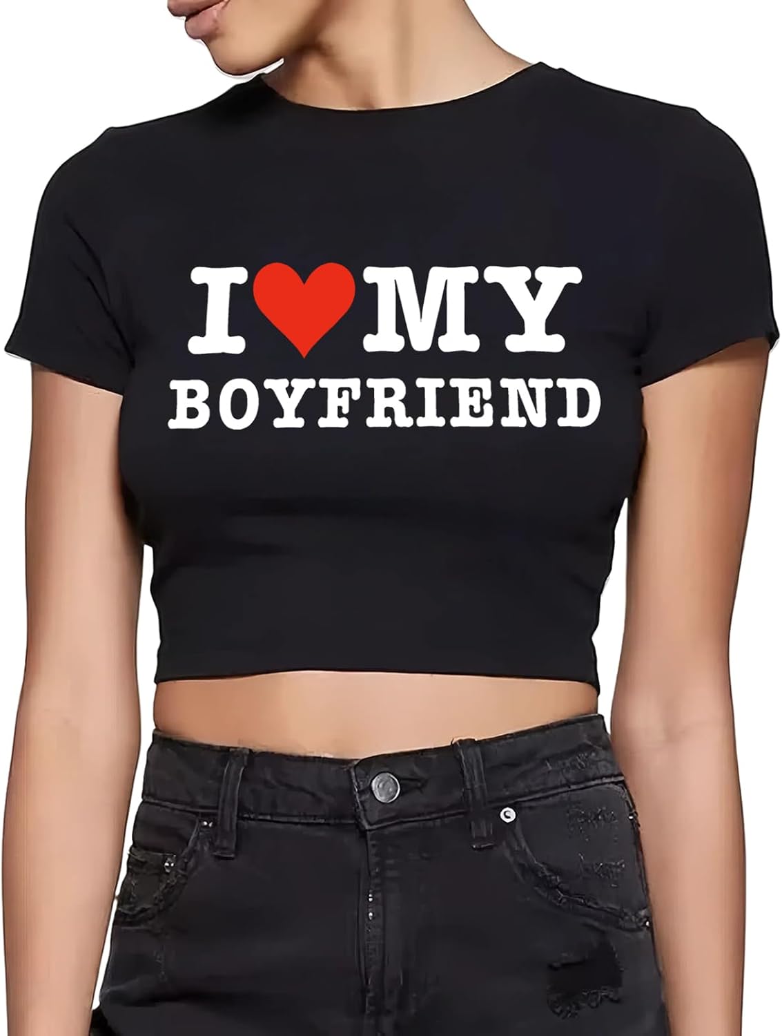 I Love My Boyfriend Shirt Crop Tshirt for Women