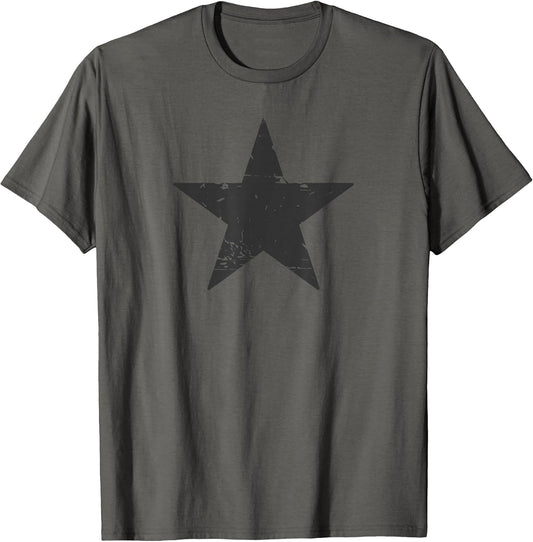 Retro Dark Grey Star Distressed Vintage Minimalist Hipster T-Shirt