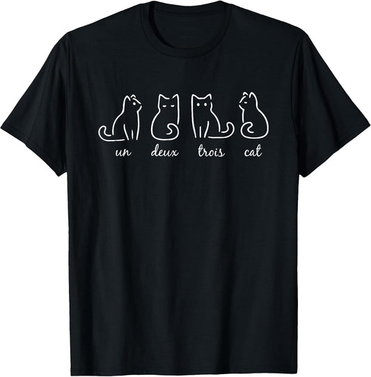 Un Deux Trois Cat Tee Cute Kitten Funny French Cat lover T-Shirt