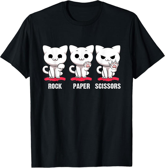 Cat Rock Paper Scissors Cute Cat Paws Funny Cat Kitty Lover T-Shirt