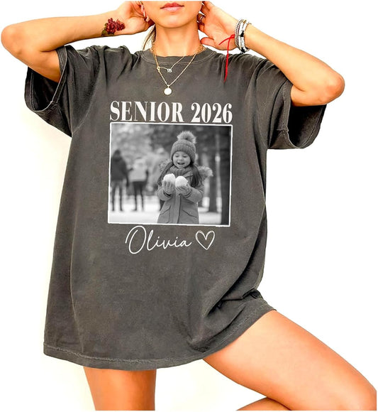 Personalized Senior 2026 T-Shirt, Custom Photo Shirt for Graduation, Customizable Name & Image, Senior Keepsake Gift