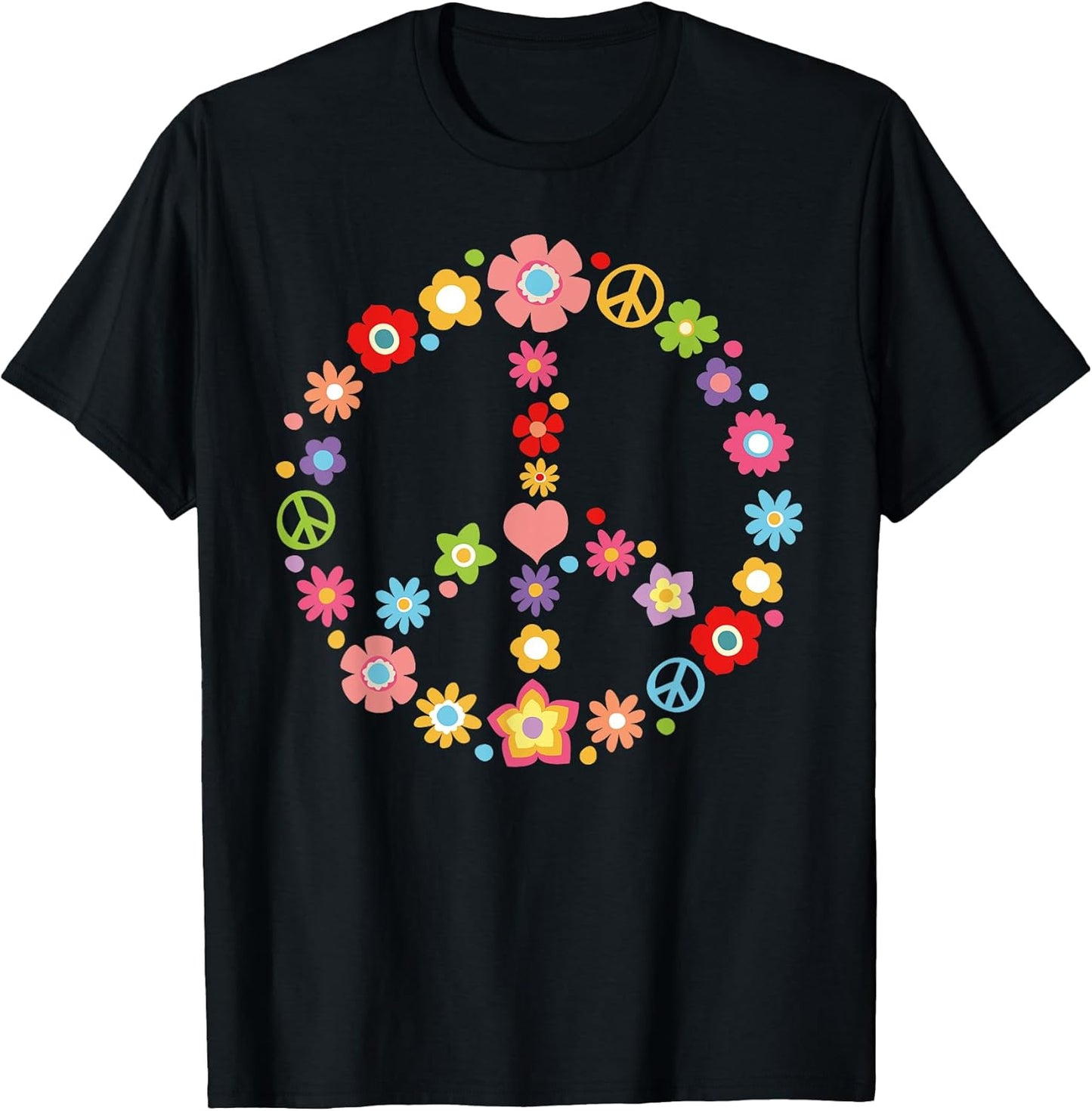 PEACE SIGN LOVE Flower 60s 70s Tie Dye Hippie Costume Gift T-Shirt