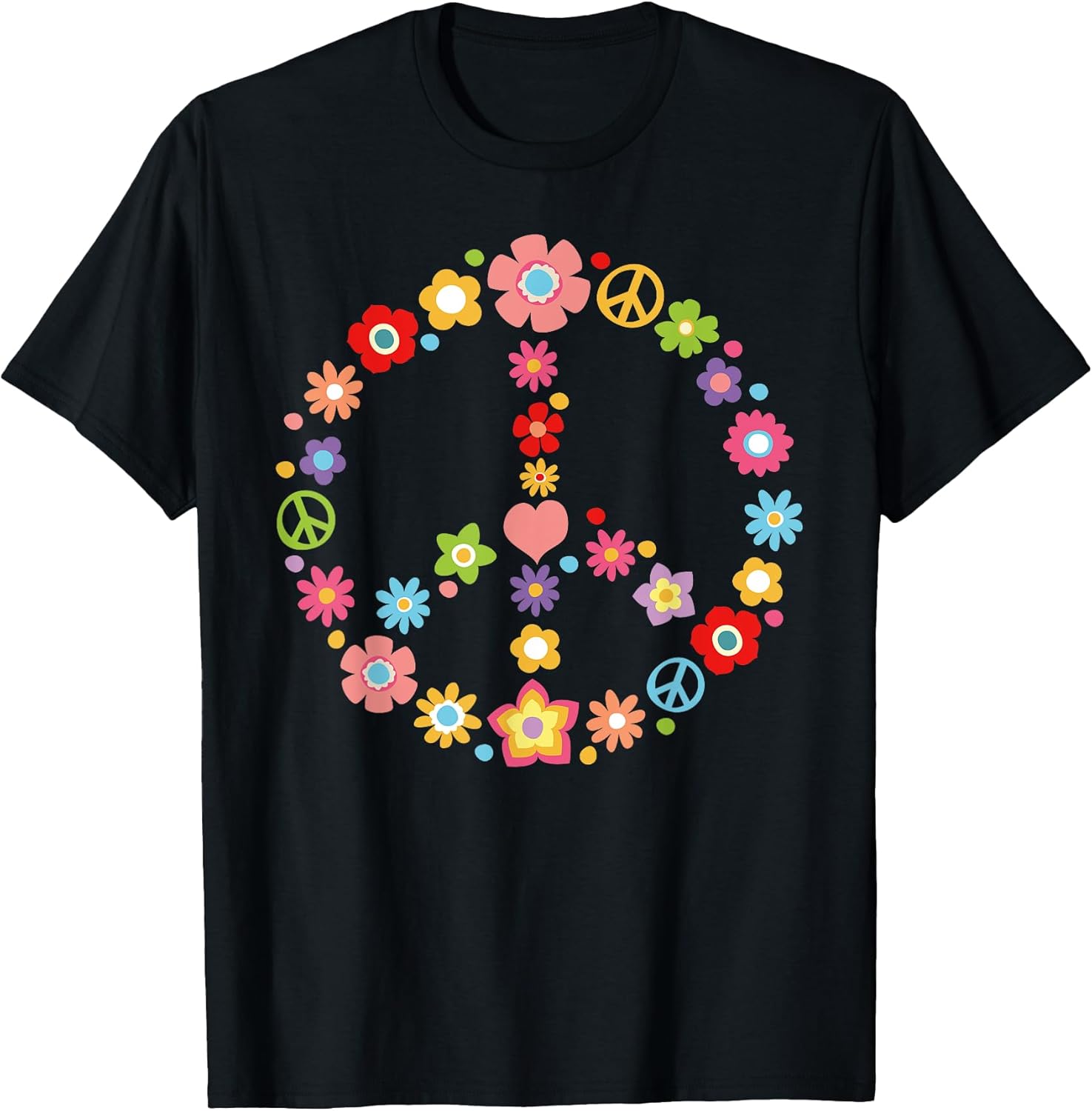 PEACE SIGN LOVE Flower 60s 70s Tie Dye Hippie Costume Gift T-Shirt