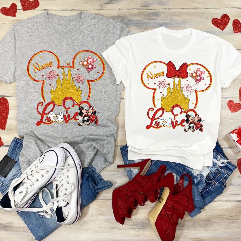 Custom Valentine Mouse Love Shirt, Character Valentine's Day Shirt