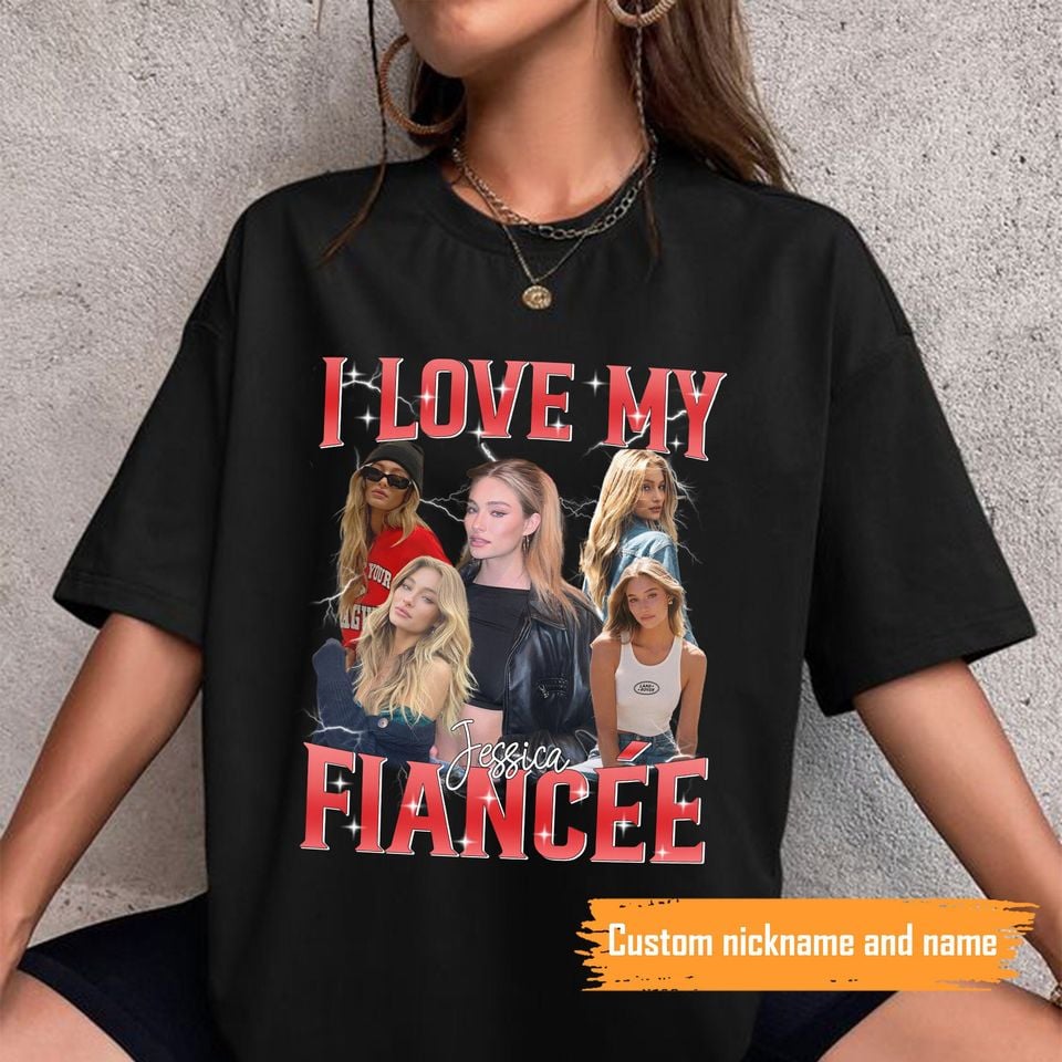 Personalized I Love My Girlfriend Shirt, Custom Photo Bootleg Tee