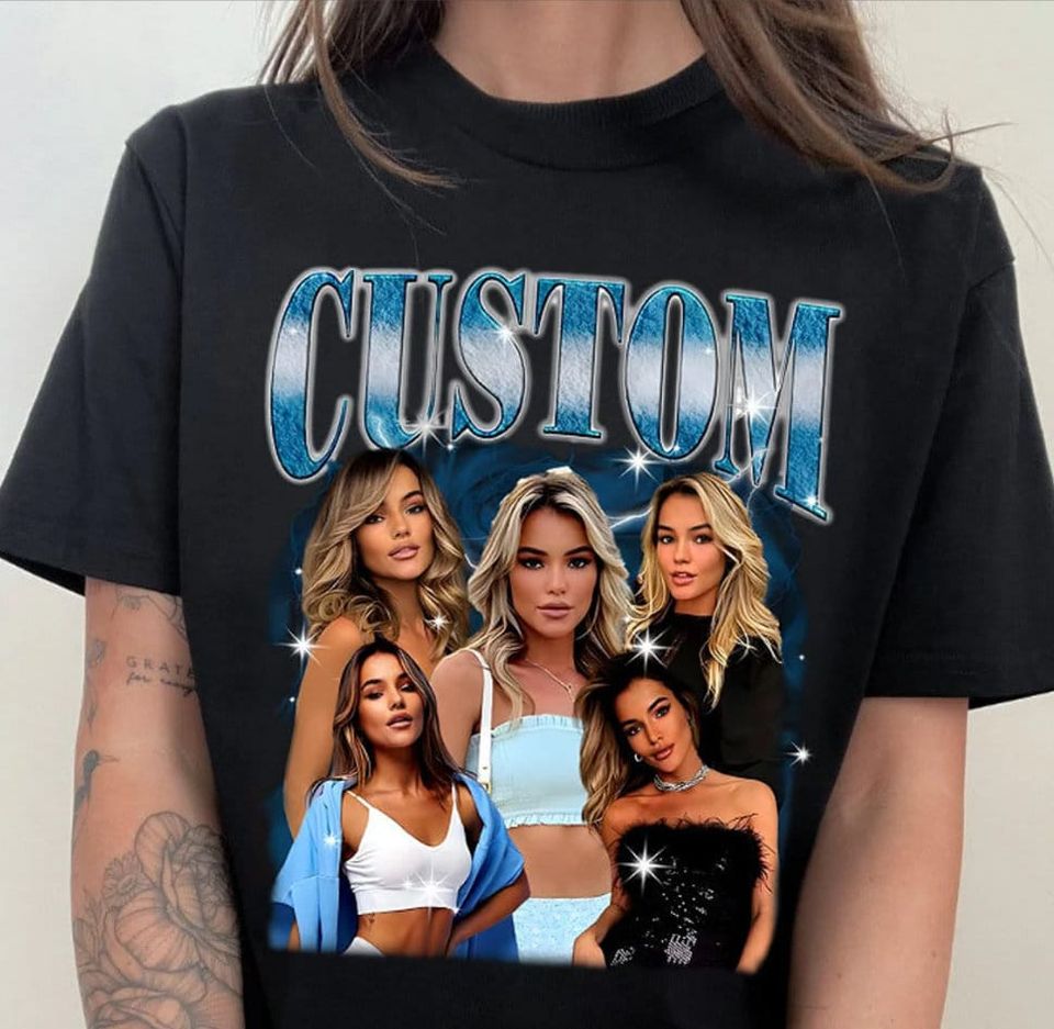Custom Photo Bootleg T Shirt With Face Girlfriend Vintage Rap Tee, Custom Bootleg Rap Tee T shirt