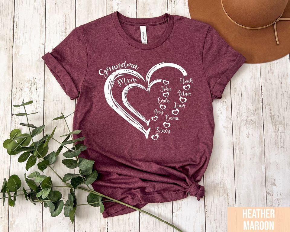 Personalized Grandma Heart T-Shirt