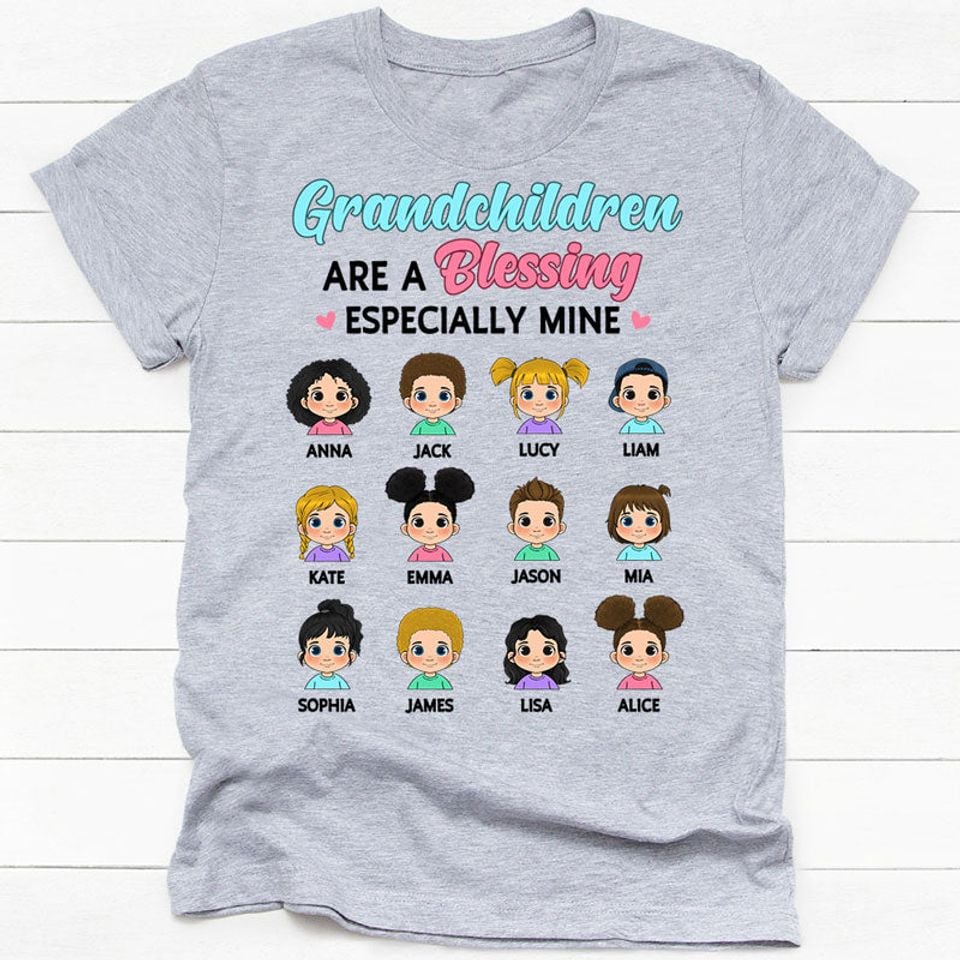 Grandchildren Are A Blessing Especially Mine, Personalized T-Shirt, Gift for Grandparents