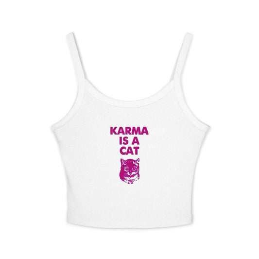 Cat Vintage Tank Top - Karma is a Cat, Karma Song, Women's Spaghetti Strap