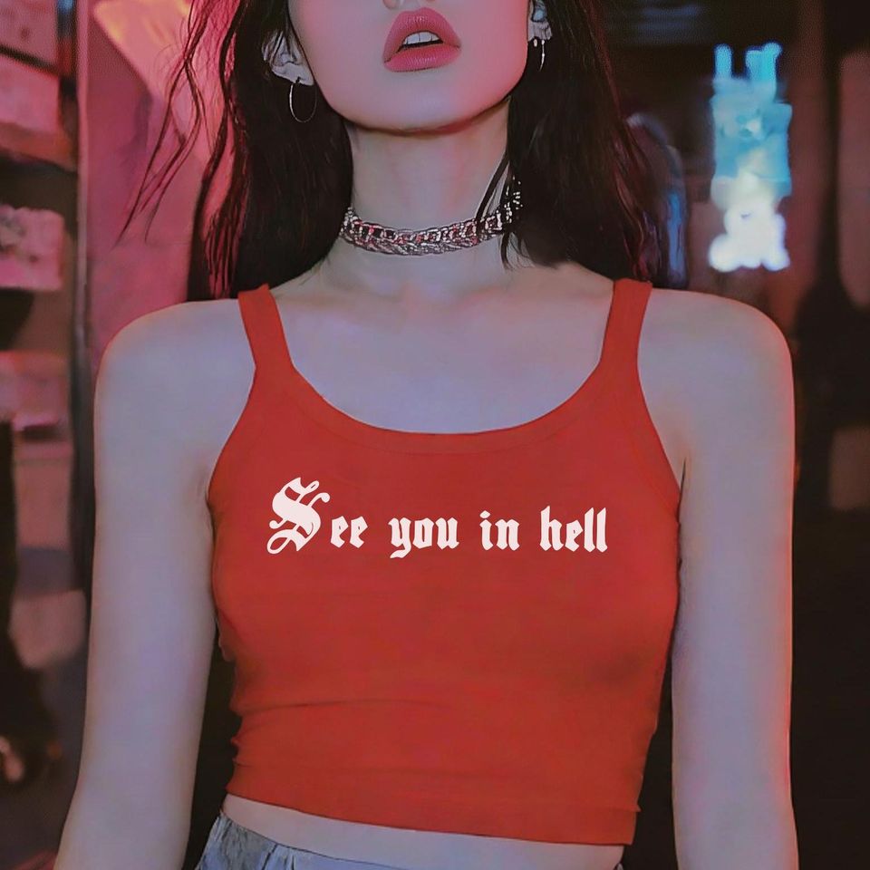 See You In Hell Tank Top | Funny Spaghetti Strap Camisole Spaghetti Strap Tank