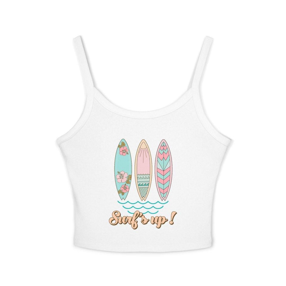 Surf's Up! Women's Spaghetti Strap Tank Top - Summer Beach Style