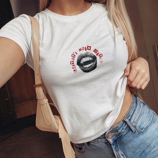 Lestats Main Bitch Baby Tee | Y2K Vampire Semi crop Shirt | 90s Style Cute Baby Tee
