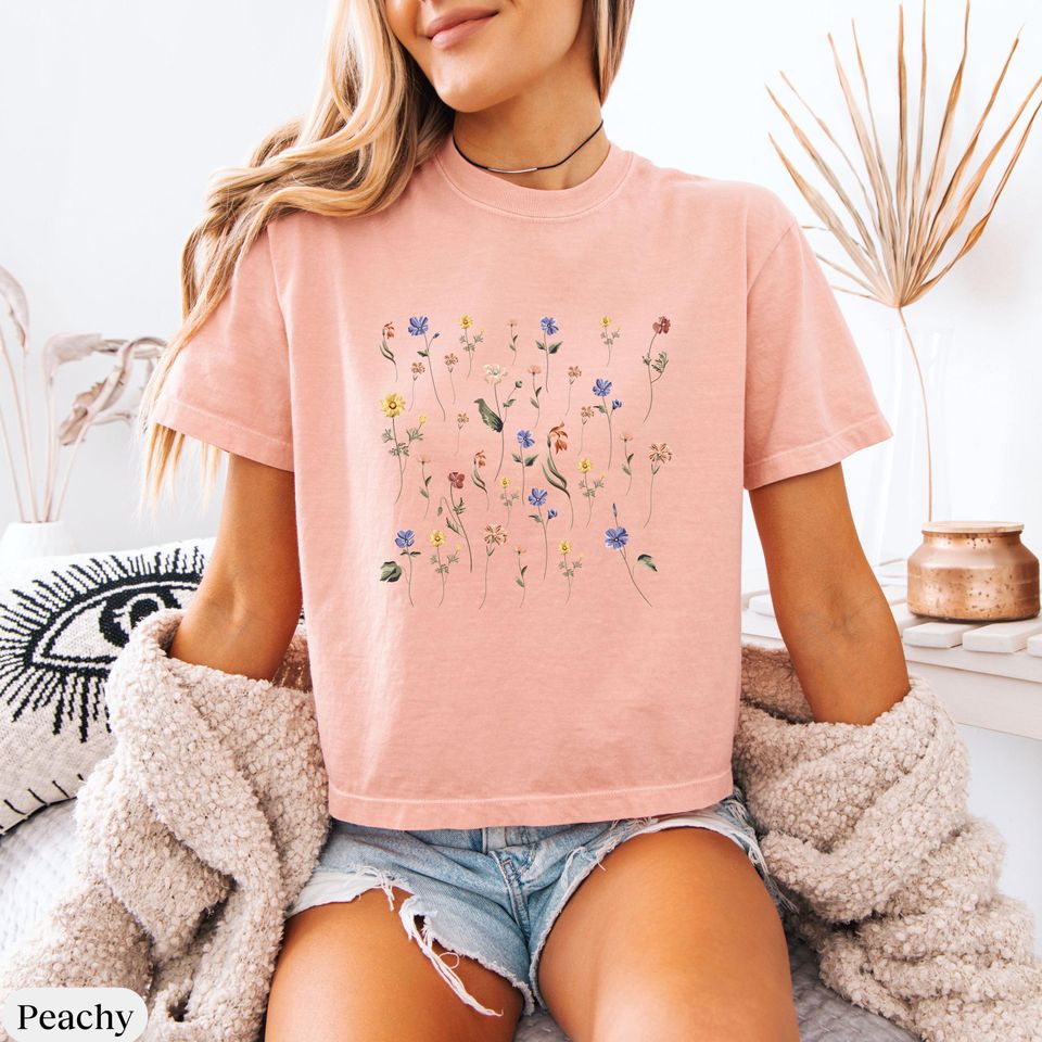 Flowers Women's Boxy Tee, Aesthetic Flower Shirt