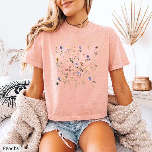 Flowers Women's Boxy Tee, Aesthetic Flower Shirt