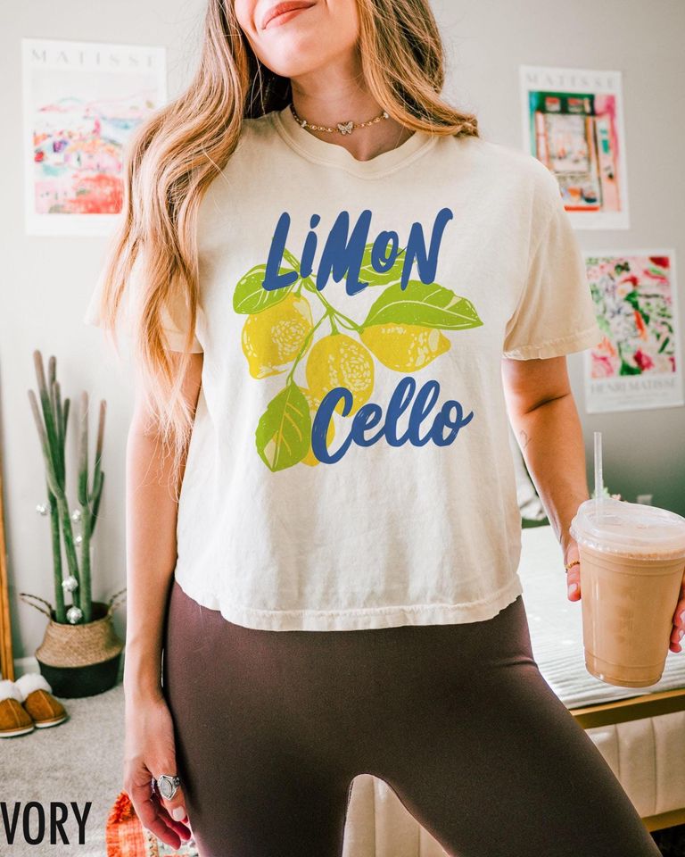 Limoncello Crop Top, Amalfi Coast, Lemon Cropped Tee, Retro Crops, Italy Boxy Tee, Lemon Shirt, Italian Vacation, Travel Shirt, Limon Cello