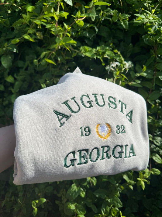 Vintage College Crewneck, Augusta Georgia Embroidered Sweatshirt