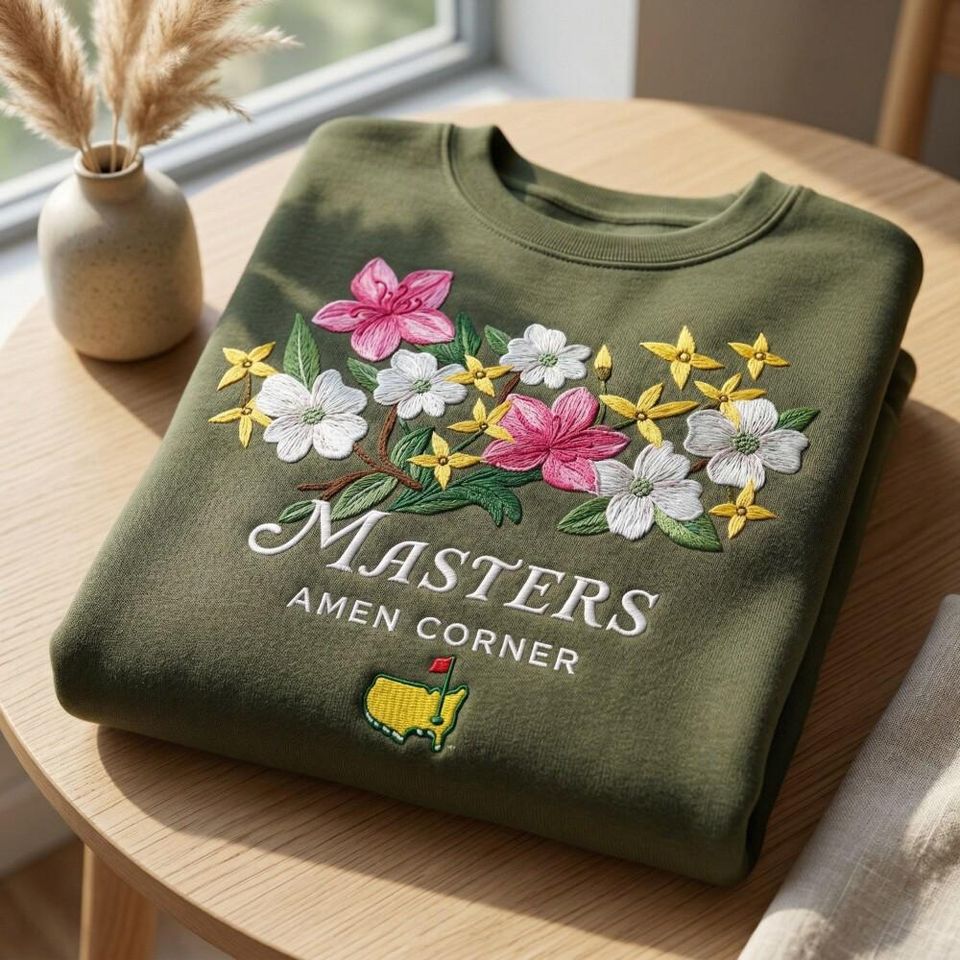 Embroidered Masters Amen Corner Floral Sweatshirt, Golf Tournament Apparel