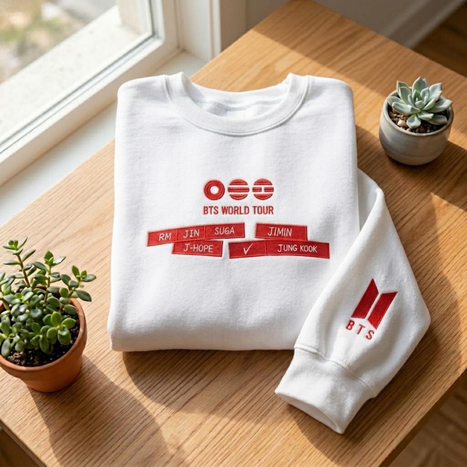 Embroidered BTS's World Tour Arirang Sweatshirt Hoodie, Concert Crewneck, Kpop Fan Merch