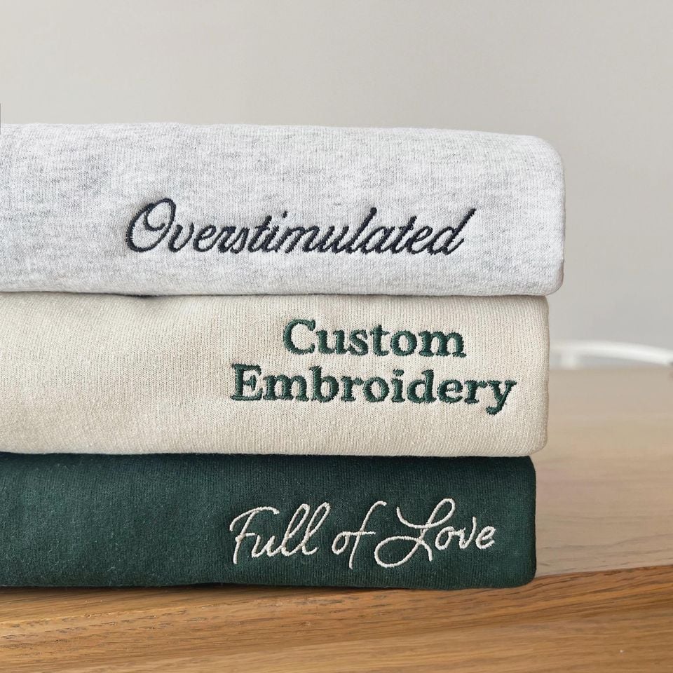 Custom Embroidered Left Chest Sweatshirt, Anniversary Gift, Personalized Gift, Embroidery Sweater, Mother's Day Gift, Couples Gift