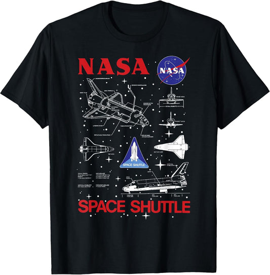 Space Shuttle Schematic Blue Print T-Shirt