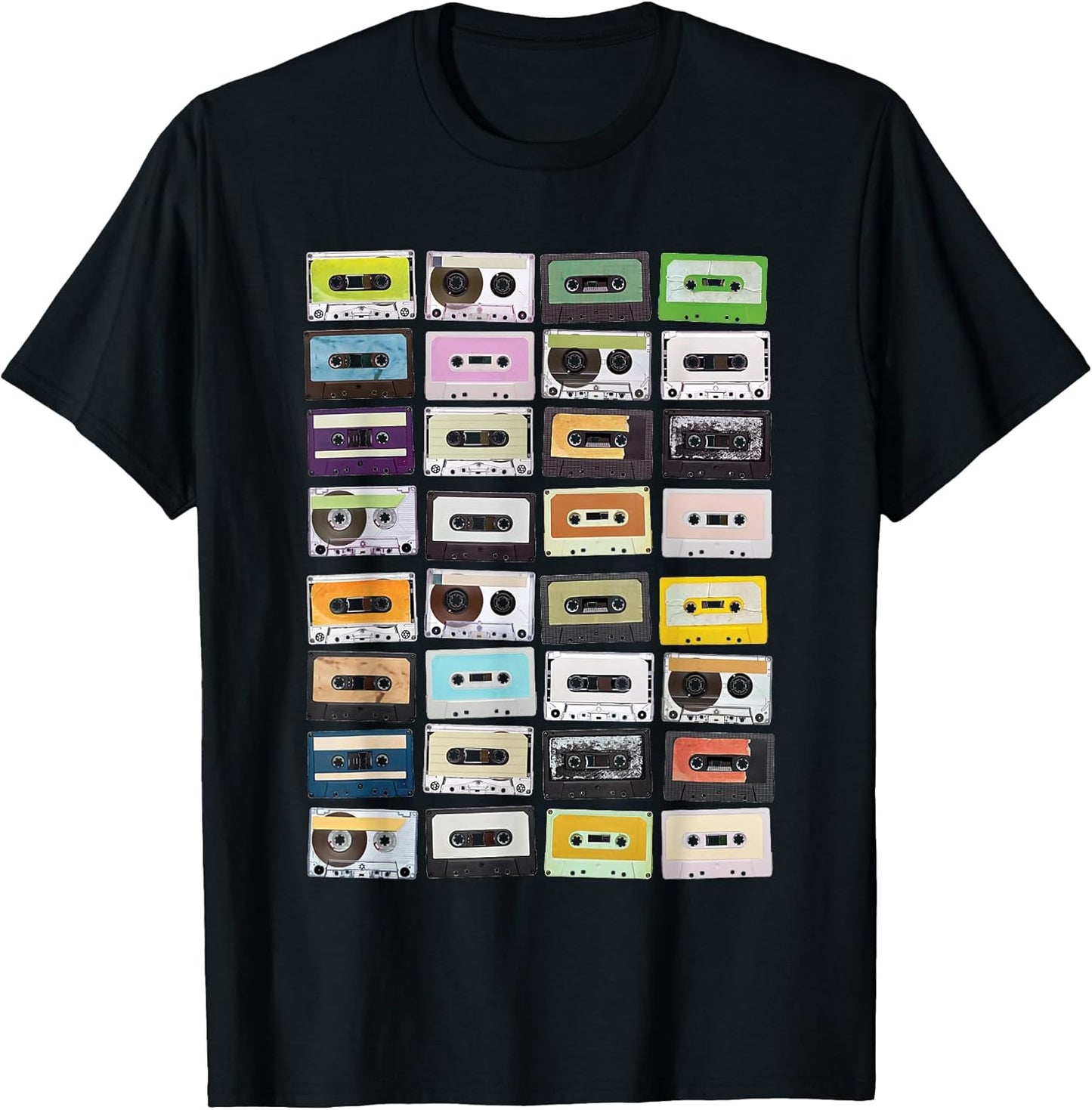 Cassette Tapes Mixtapes 1980s Radio Music Graphic Print T-Shirt Small