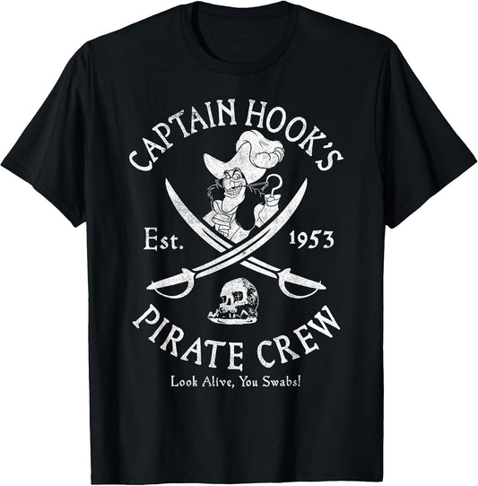 Peter Pan Captain Hook Pirate Crew Est 1953 Logo T-Shirt