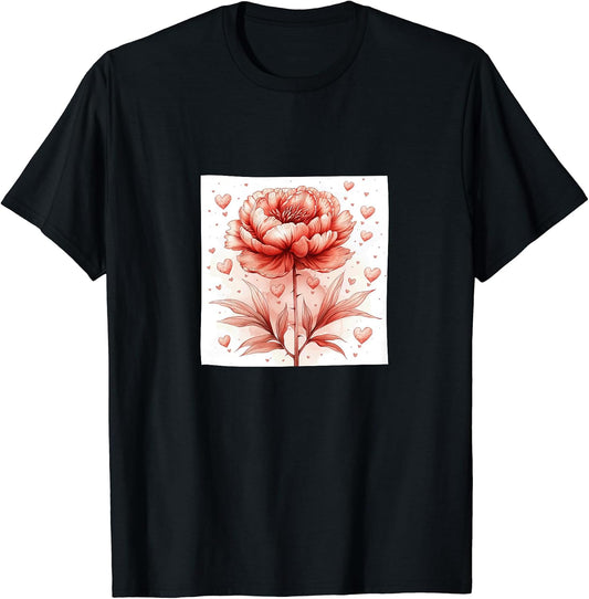 Peony Flowers With Hearts Around Merch