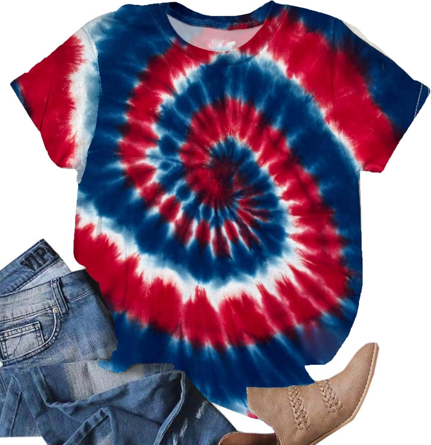 Tie Dye T Shirts for Women Rainbow Shirts Funny Short Sleeve Tops