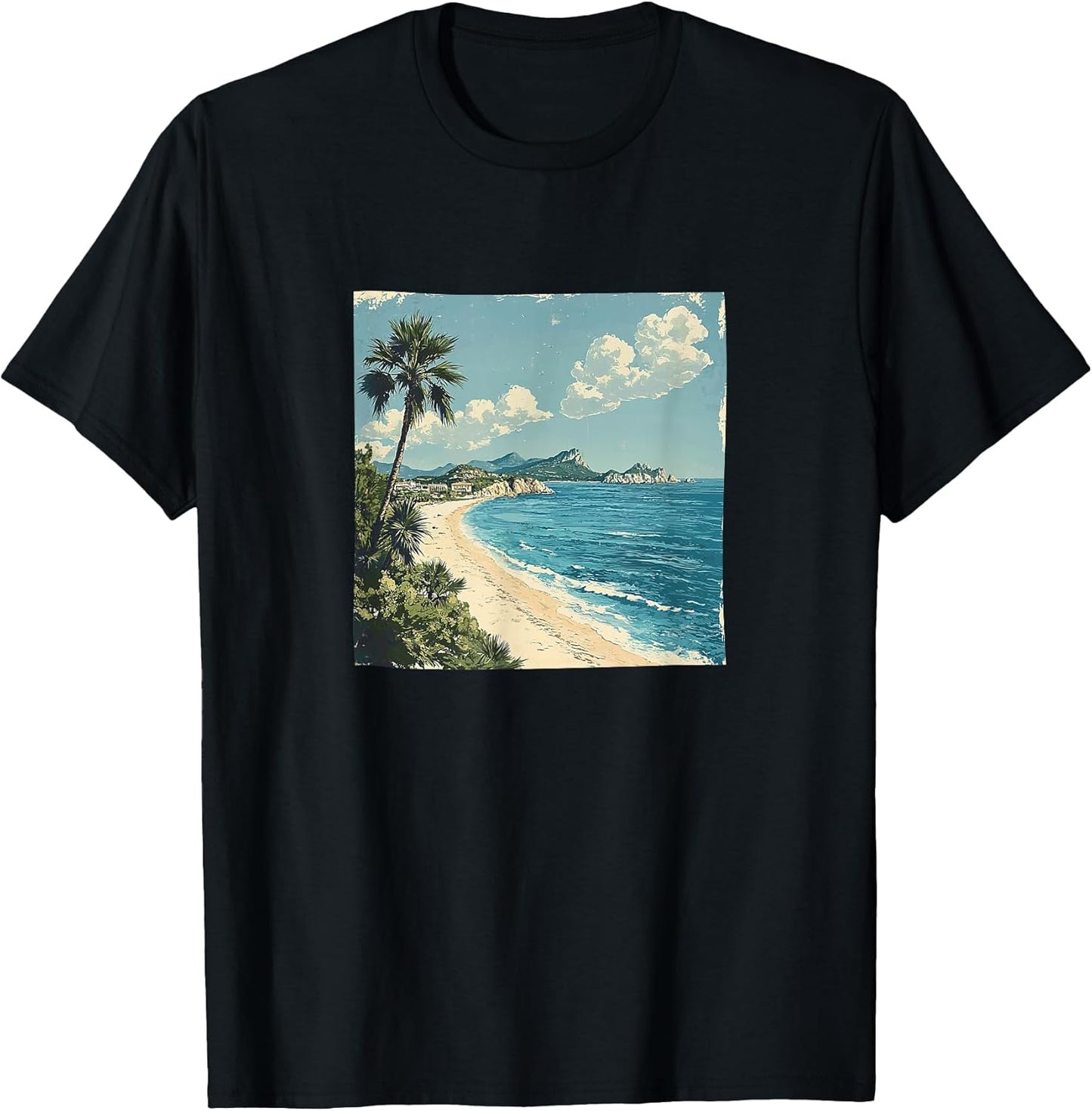 Mediterranean Coastline Vintage Landscape Merch