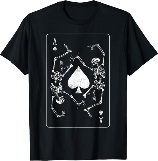 Goth Punk Ace of Spades Card Shark Gambler Skeleton T-Shirt