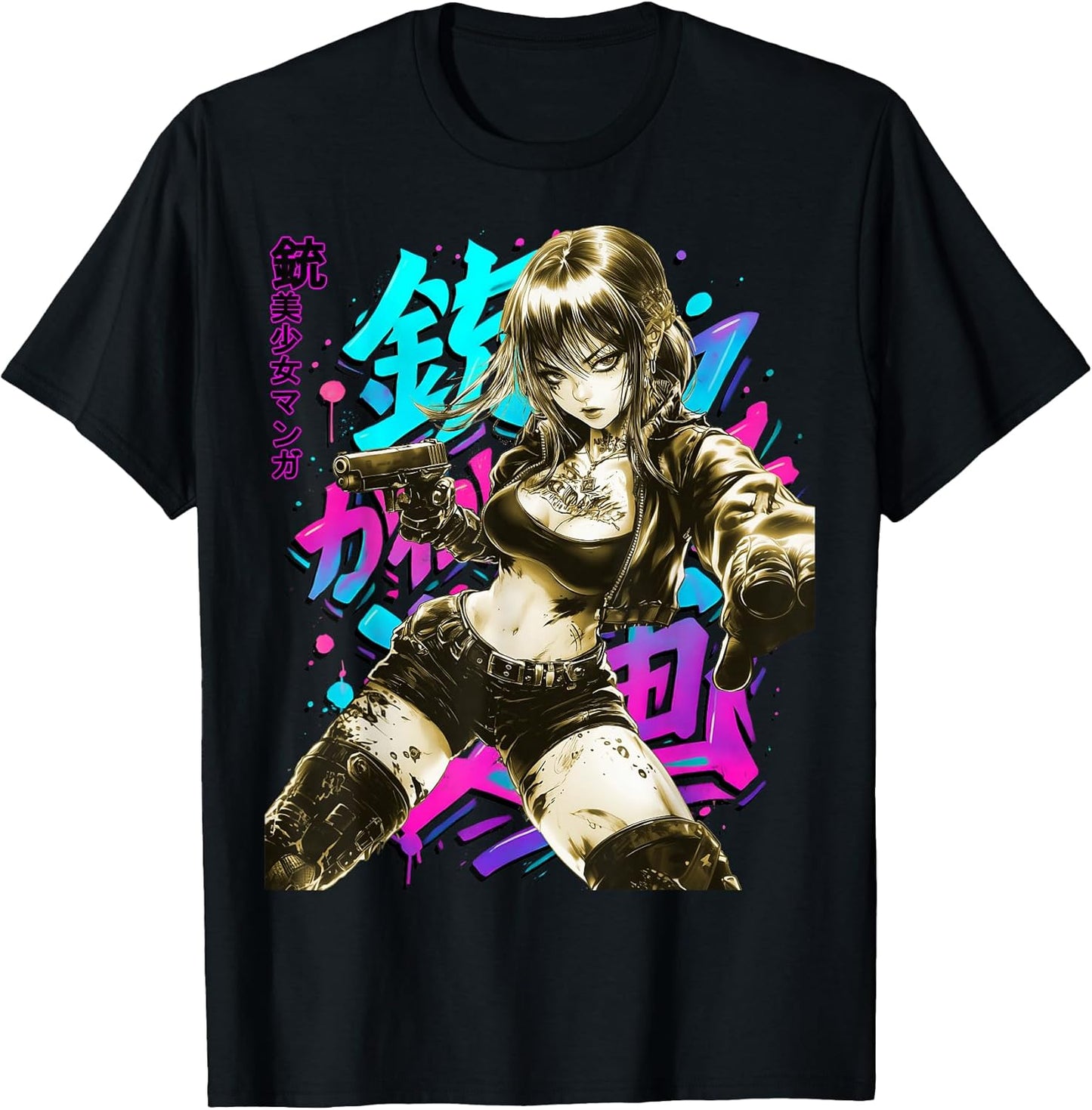 Anime Waifu Sketch Line Art Manga Graffiti Graphic T-Shirt